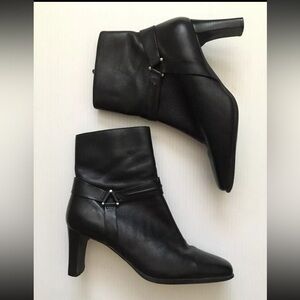 Markon Ankle Boots Leather Black Square Toe Zip Up Women Sz 7M Made In Brazil